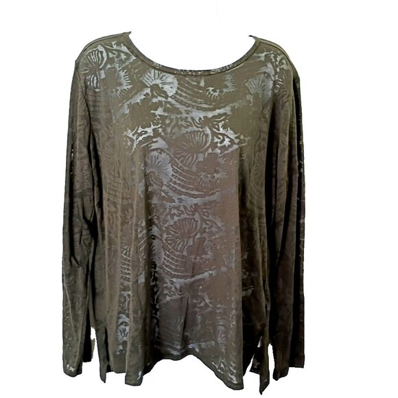 Joe Fresh Black Top Size XL Burnout Witchy Goth Renaissance Sheer Lace Fairy - Picture 1 of 11